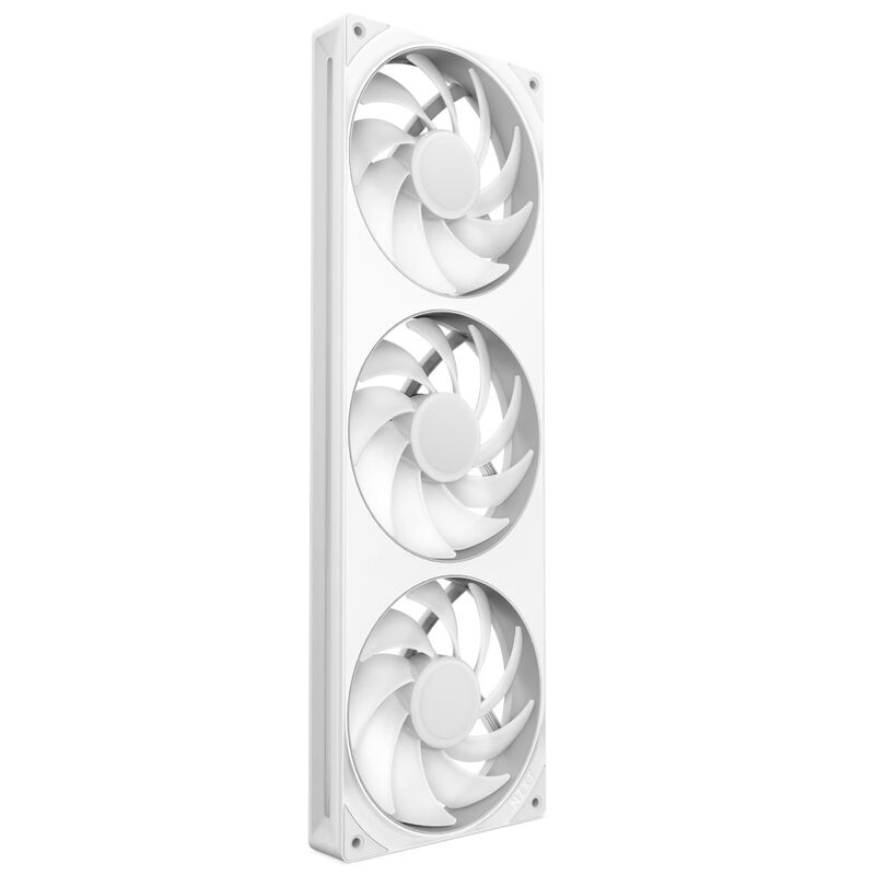 NZXT F360 RGB Core Uni-Frame vifte 360 mm hvit montert i kabinett