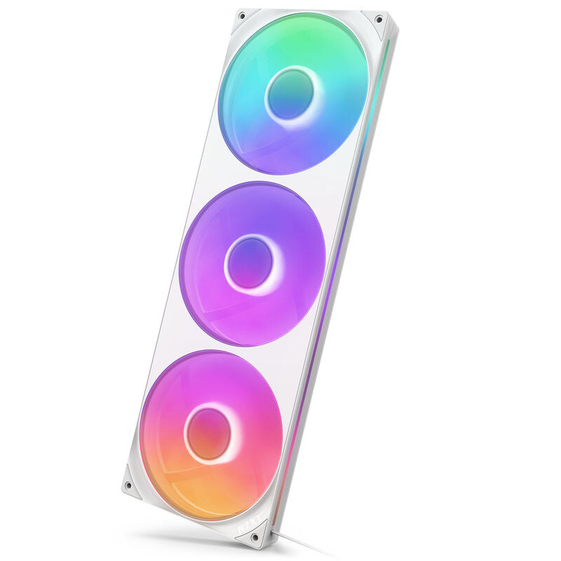 Detalj av NZXT F420 RGB Core kabinettsvifte 420 mm Uni-Frame hvit vifteblad