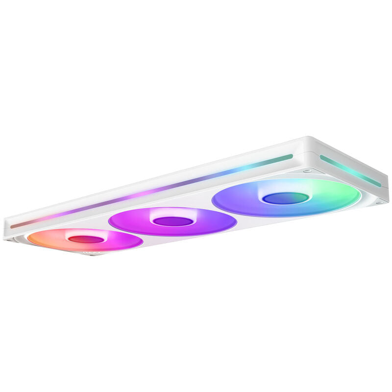 Montert NZXT F420 RGB Core kabinettsvifte 420 mm Uni-Frame hvit i PC-kabinett