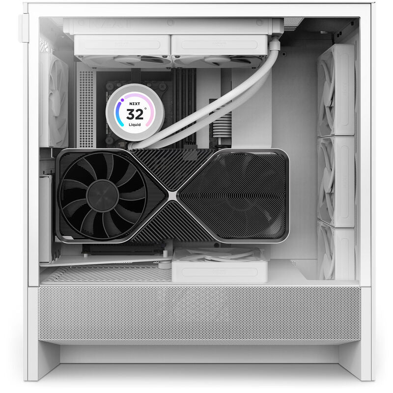 Montert NZXT H5 Flow kabinett midtårn ATX herdet glass svart i gamingoppsett