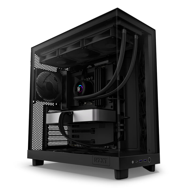 NZXT H6 Flow kabinett midtårn ATX herdet glass svart detalj glasspanel