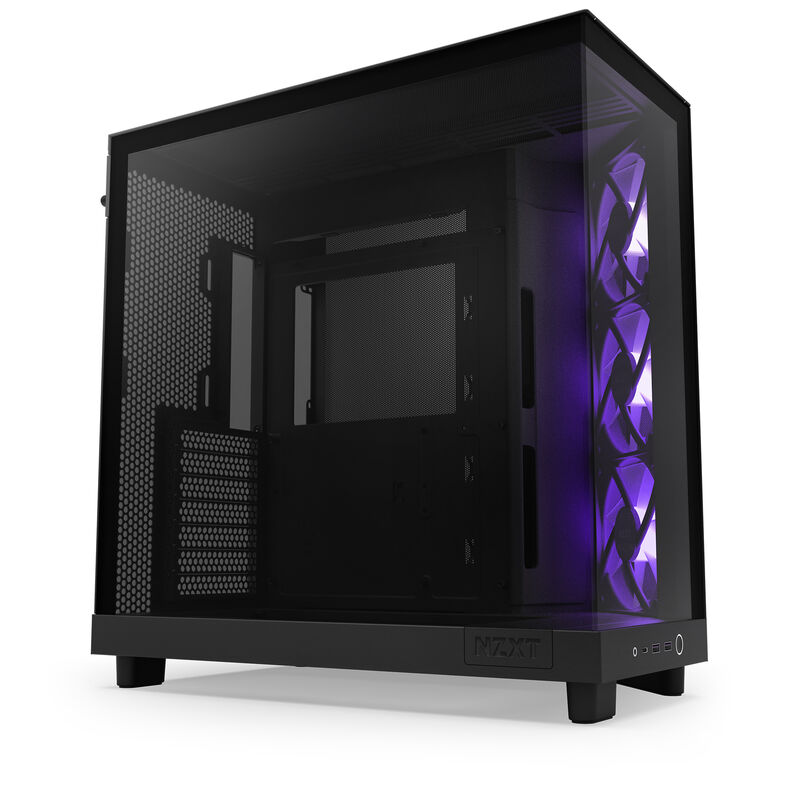 NZXT H6 Flow RGB kabinett midtårn ATX panoramaglass hvit forfra