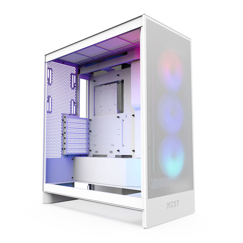 NZXT H7 Flow RGB kabinett midtårn E-ATX herdet glass hvit forfra