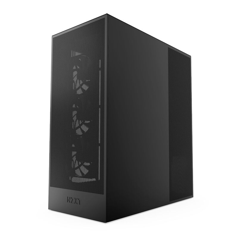 Nærbilde av NZXT H7 Flow kabinett vindu i herdet glass