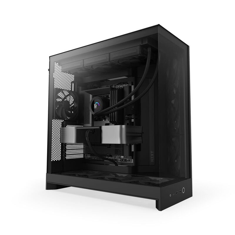 NZXT H9 Flow kabinett midtårn E-ATX herdet glass svart bakside