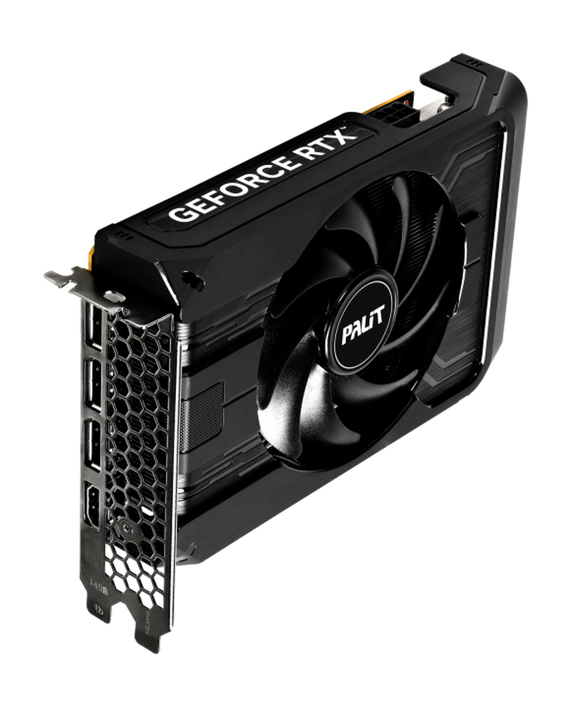 Oversikt over Palit GeForce RTX 5050 StormX grafikkort dimensjoner
