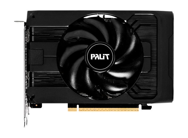 Nærbilde av Palit GeForce RTX 5050 StormX grafikkort kjøleribbe