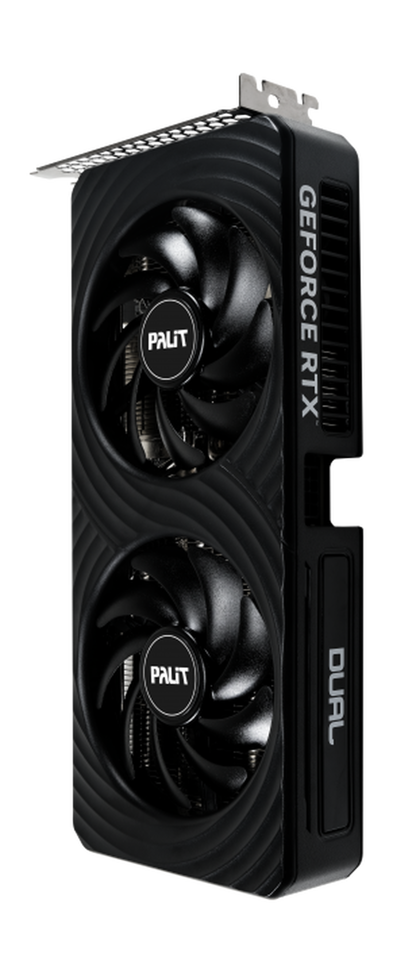 Nærbilde av Palit GeForce RTX 5060 Dual grafikkort kjølesystem