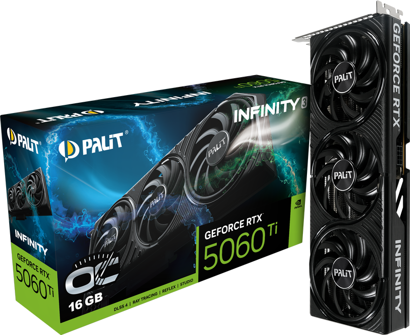 Palit GeForce RTX 5060 Ti Infinity 3 OC grafikkort forfra
