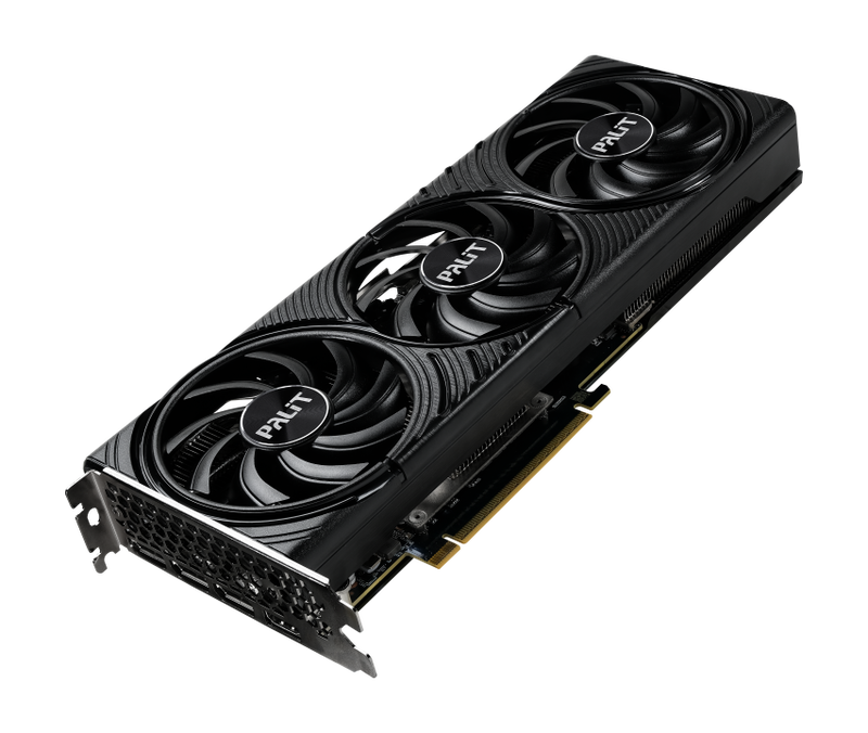 Palit GeForce RTX 5070 Infinity 3 grafikkort nærbilde av PCIe-kontakt
