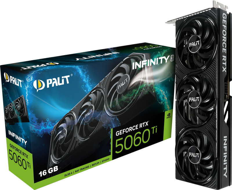 Palit RTX 5060 Ti Infinity 3 grafikkort forfra