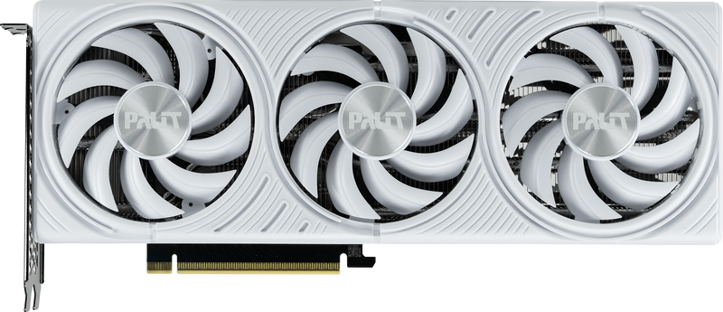 Detalj av Palit GeForce RTX 5070 White OC grafikkort vifte