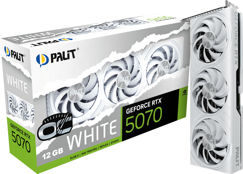 Palit GeForce RTX 5070 White OC grafikkort forfra