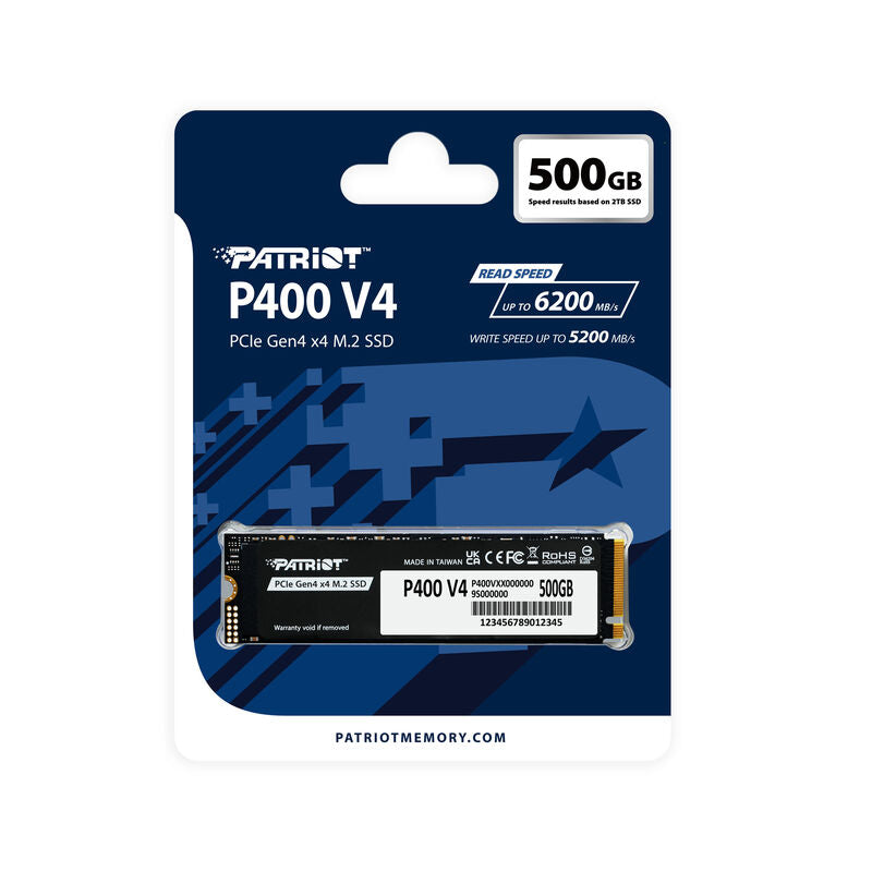 Montert Patriot P400 V4 NVMe SSD M.2 2280 PCIe 4.0 500 GB i PC