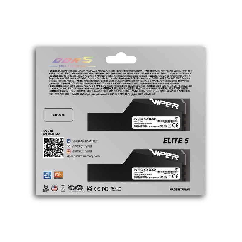 Patriot Viper Elite 5 Ultra DDR5-8000 CL36 RAM 48 GB svart sideprofil