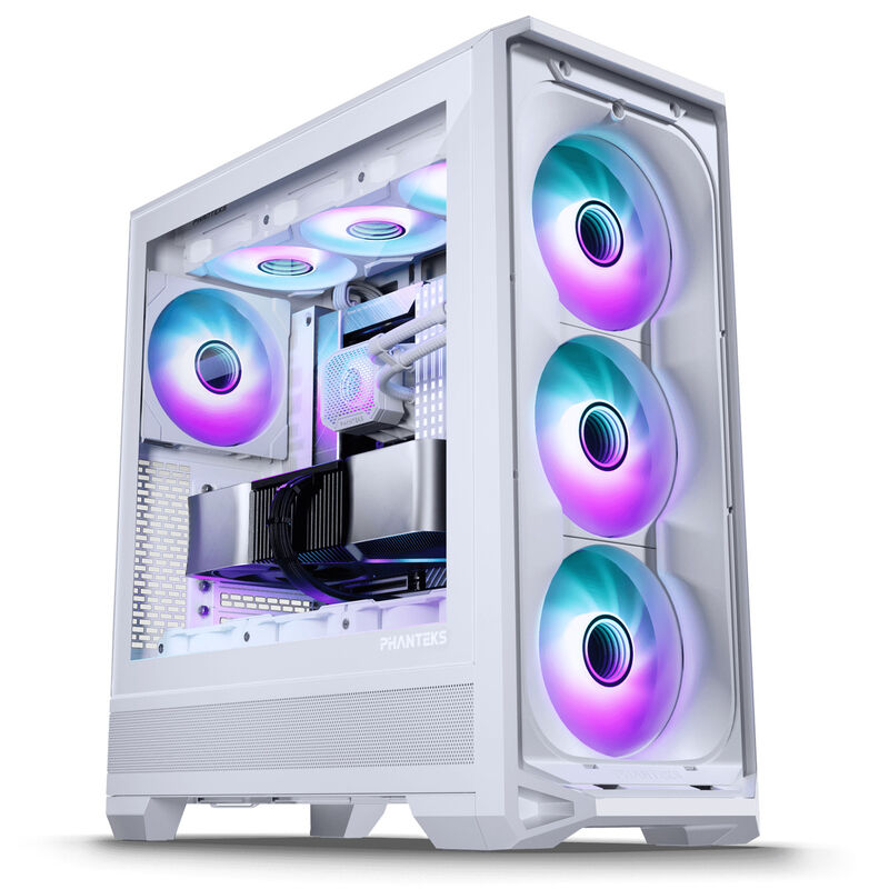 PHANTEKS Eclipse G400A kabinett med monterte komponenter synlig gjennom herdet glass