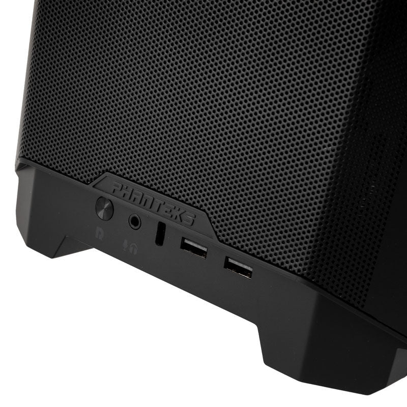 PHANTEKS Eclipse P200A Mini-ITX kabinett minitårn svart mesh nærbilde av vifte