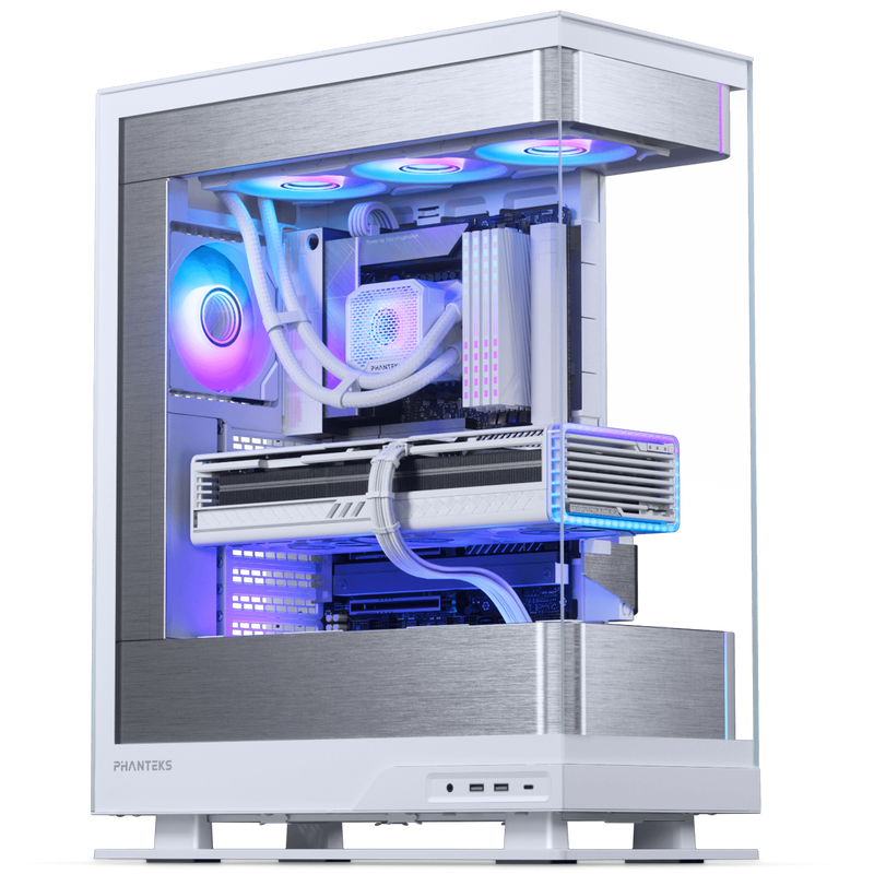 PHANTEKS Evolv X2 kabinett midtårn E-ATX DRGB hvit detalj av tempered glass