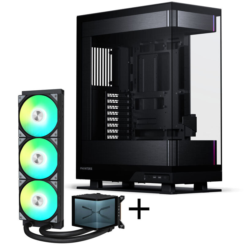 PHANTEKS Evolv X2 + TRYX PANORAMA ARGB AIO vannkjøling 360 mm svart forfra