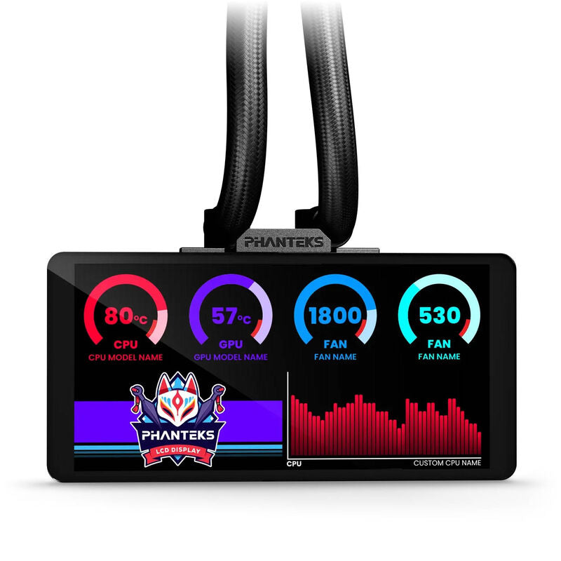 Phanteks Glacier One 360M25 LCD AIO vannkjøling montert i PC