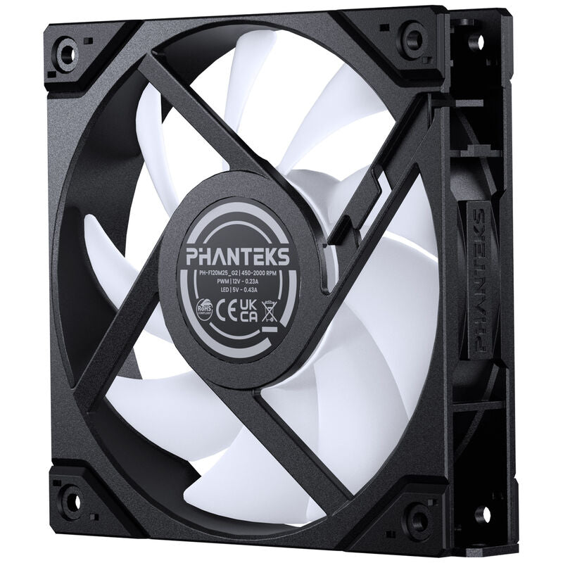 Nærbilde av PHANTEKS M25 Gen2 PWM D-RGB vifte 3-pack RGB-belysning