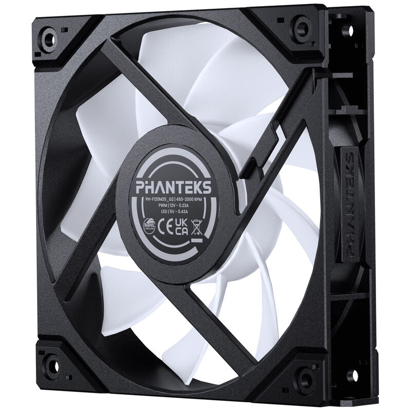 Detaljbilde av PHANTEKS M25 Gen2 PWM D-RGB vifte Reverse Blade 140 mm svart