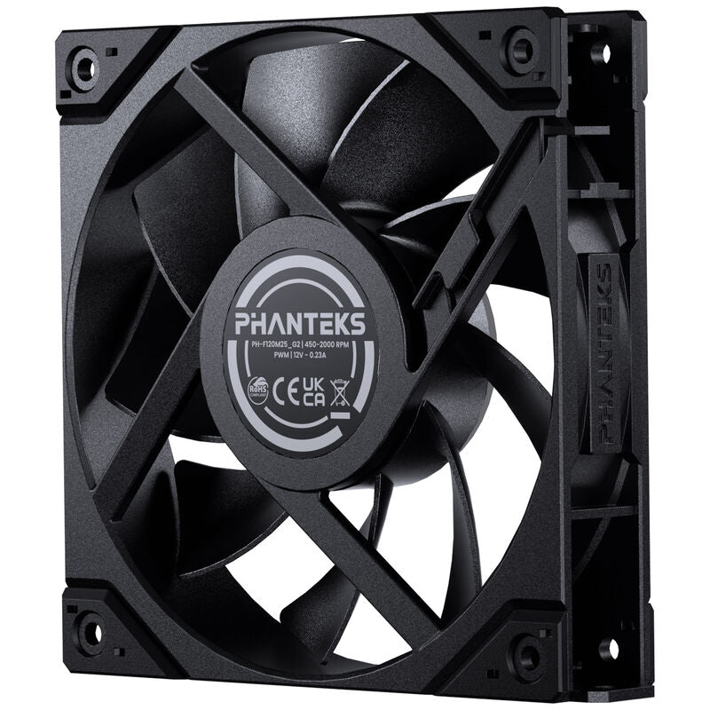 PHANTEKS M25 Gen2 PWM vifte 120 mm 3-pakk svart nærbilde av gummiputer