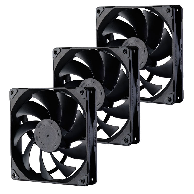 PHANTEKS M25 PWM vifte 3-pakning 140 mm svart forfra