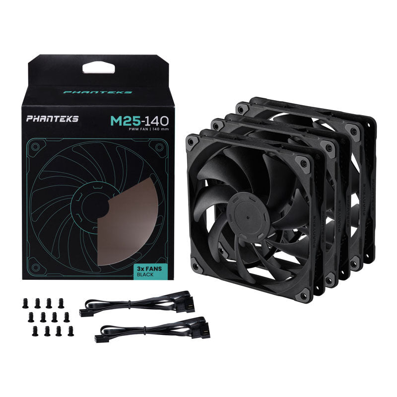 PHANTEKS M25 PWM vifte 3-pakning 140 mm svart i bruk