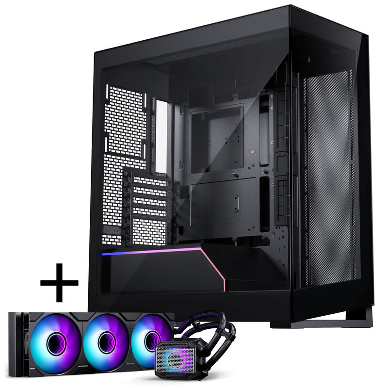 PHANTEKS NV5 MK2 kabinett med Glacier One 360 AIO vannkjøling DRGB svart forfra