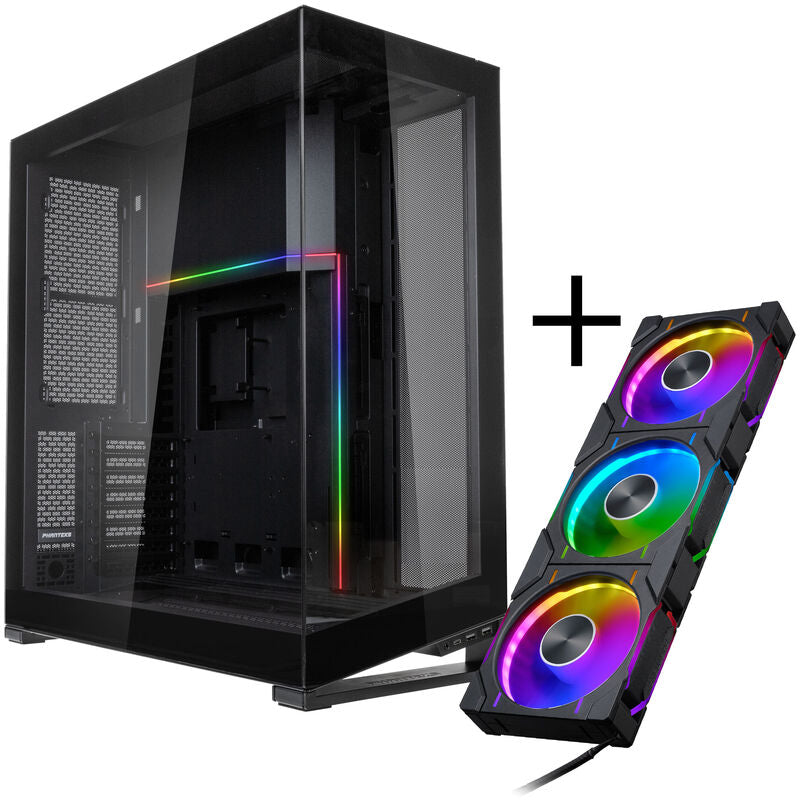 Phanteks NV7 E-ATX kabinett fulltårn herdet glass ARGB svart forfra