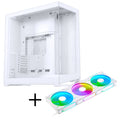 Phanteks NV9 E-ATX kabinett herdet glass ARGB D30 vifter hvit forfra