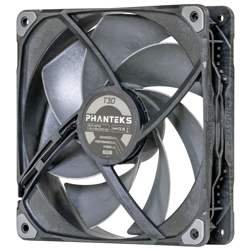 Phanteks T30 PWM 140 mm vifte 3-pack svart detalj av ramme