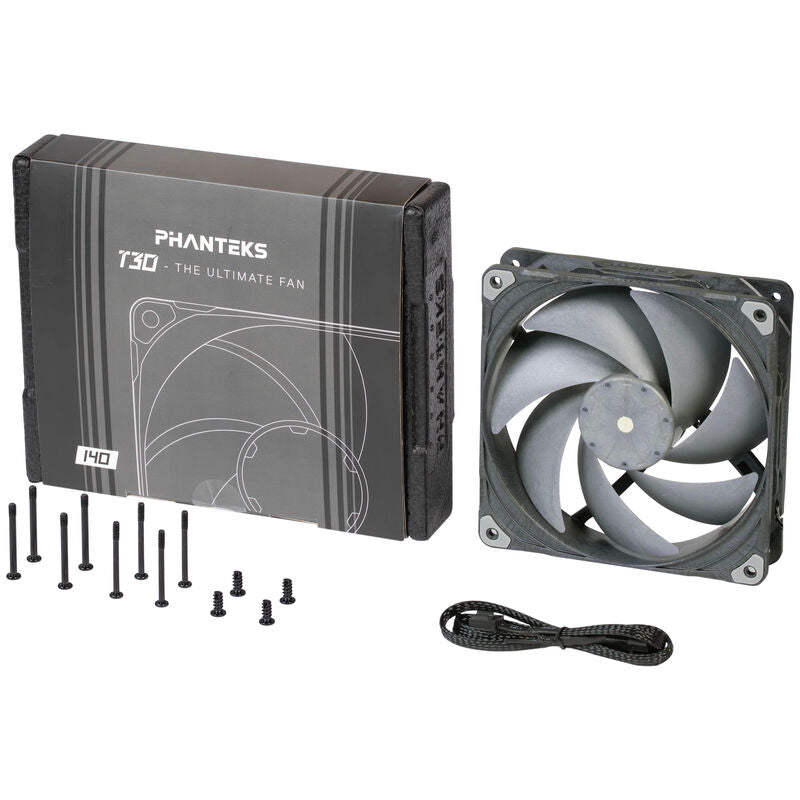 Phanteks T30 PWM vifte 140 mm svart med fokus på ramme