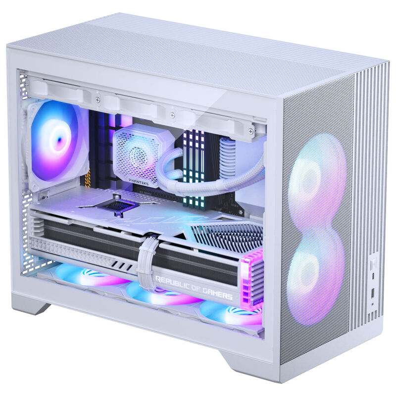 Nærbilde av frontpanel og USB-porter på Phanteks XT M3 kabinett