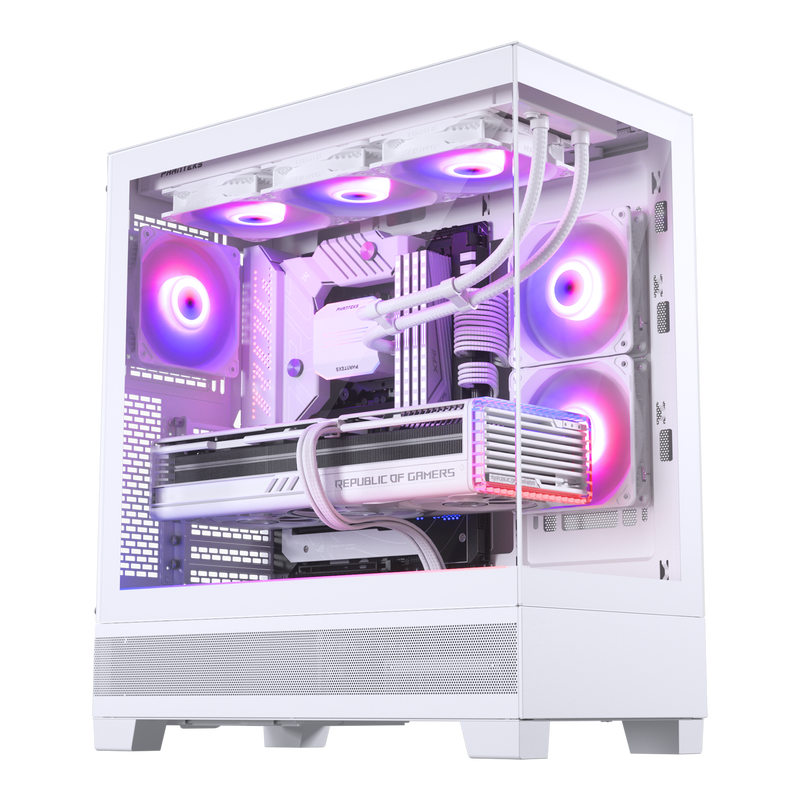 Phanteks XT View kabinett midtårn D-RGB herdet glass hvit bakside