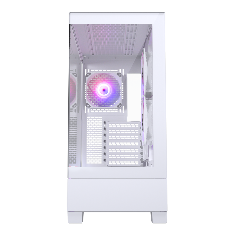 Phanteks XT View kabinett midtårn D-RGB herdet glass hvit detalj av D-RGB vifte