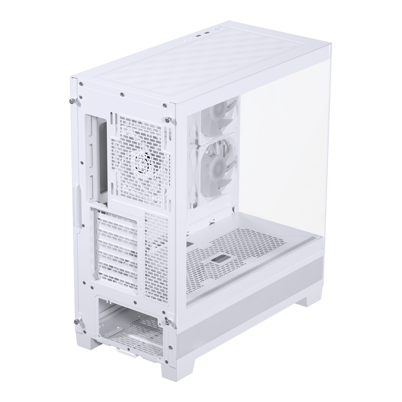 Phanteks XT View kabinett midtårn D-RGB herdet glass hvit nærbilde av sidepanel i herdet glass