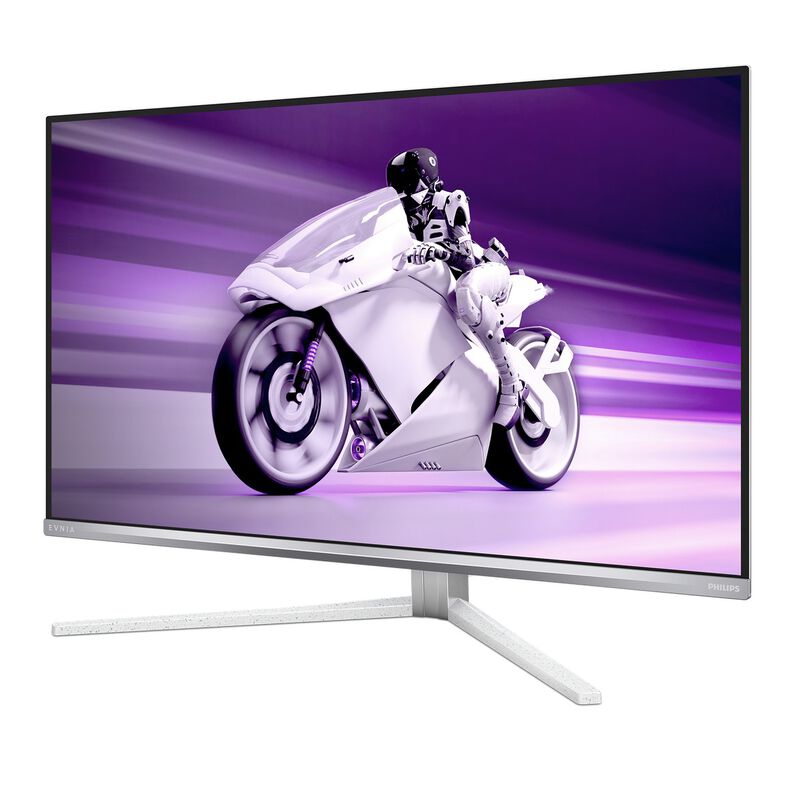 Philips Evnia 32M2N8900 32" 4K gamingskjerm montert på skrivebord