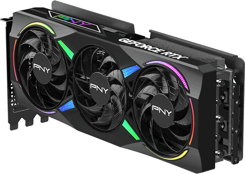Nærbilde av RGB-belysning på PNY GeForce RTX 5070 Ti Epic-X OC ARGB grafikkort