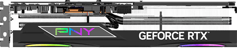 Sideprofil av PNY GeForce RTX 5070 Ti Epic-X OC ARGB grafikkort
