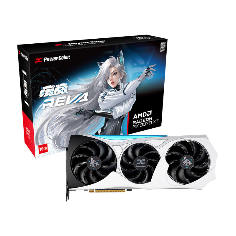 PowerColor Hellhound Reva RX 9070 XT grafikkort forfra