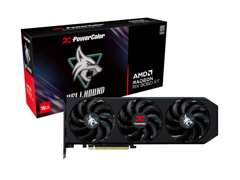 PowerColor Hellhound RX 9060 XT OC grafikkort forfra