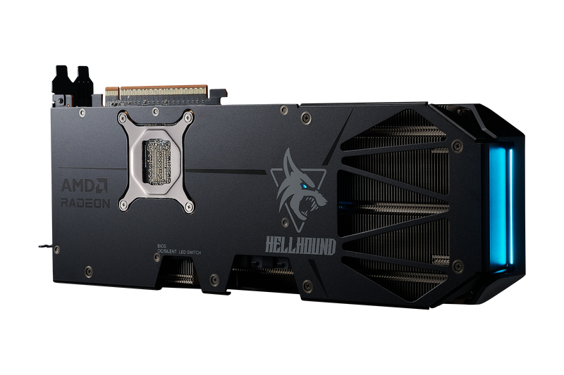Oversikt over PowerColor Hellhound RX 9070 XT OC grafikkortets kjølesystem