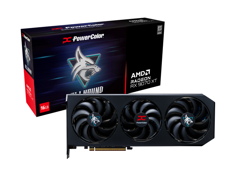 PowerColor Hellhound RX 9070 XT OC grafikkort forfra