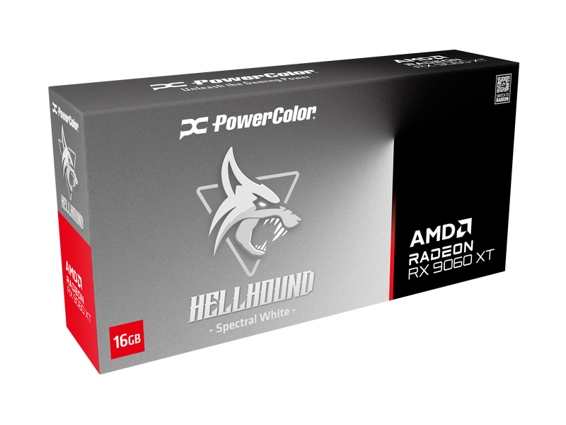 PowerColor Hellhound Spectral White RX 9060 XT OC grafikkort bakside