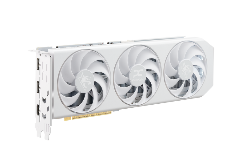PowerColor Hellhound Spectral White RX 9060 XT OC grafikkort montert i PC