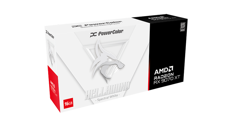 PowerColor Hellhound Spectral White RX 9070 XT grafikkort bakside