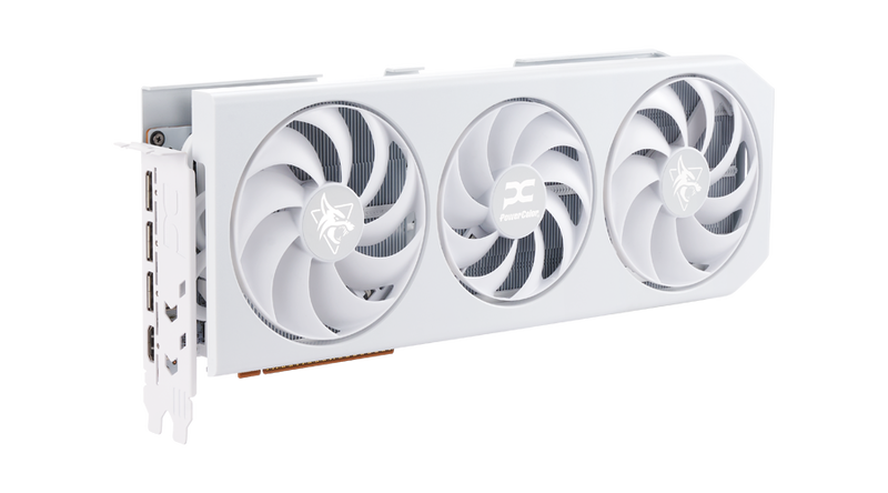 PowerColor Hellhound Spectral White RX 9070 XT montert i PC
