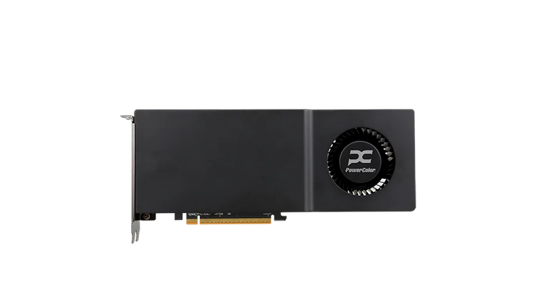 Detalj av PowerColor Radeon AI PRO R9700 grafikkort